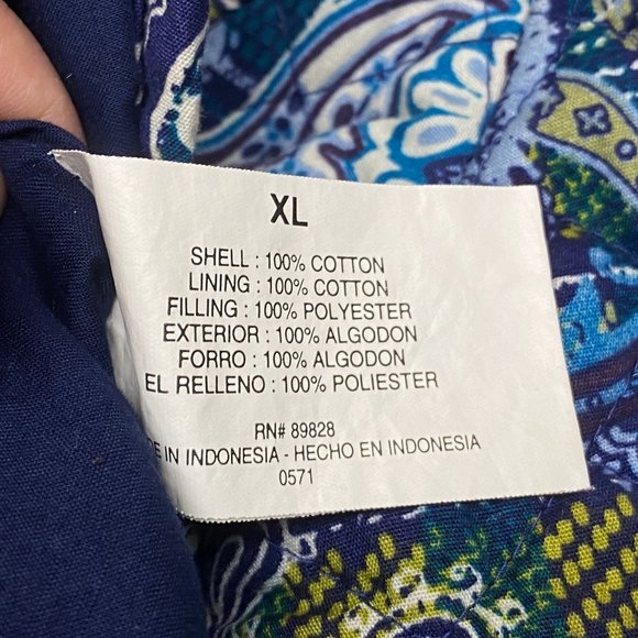 Gloria Vanderbilt Casuals XL Quilted Button Up Quilted Jacket Blue Paisley - Picture 11 of 11